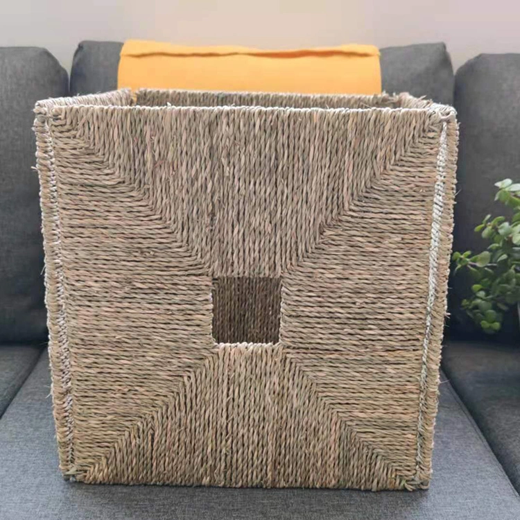 Best Selling Hand Woven Folding Seagrass Basket Handmade Square Storage Basket