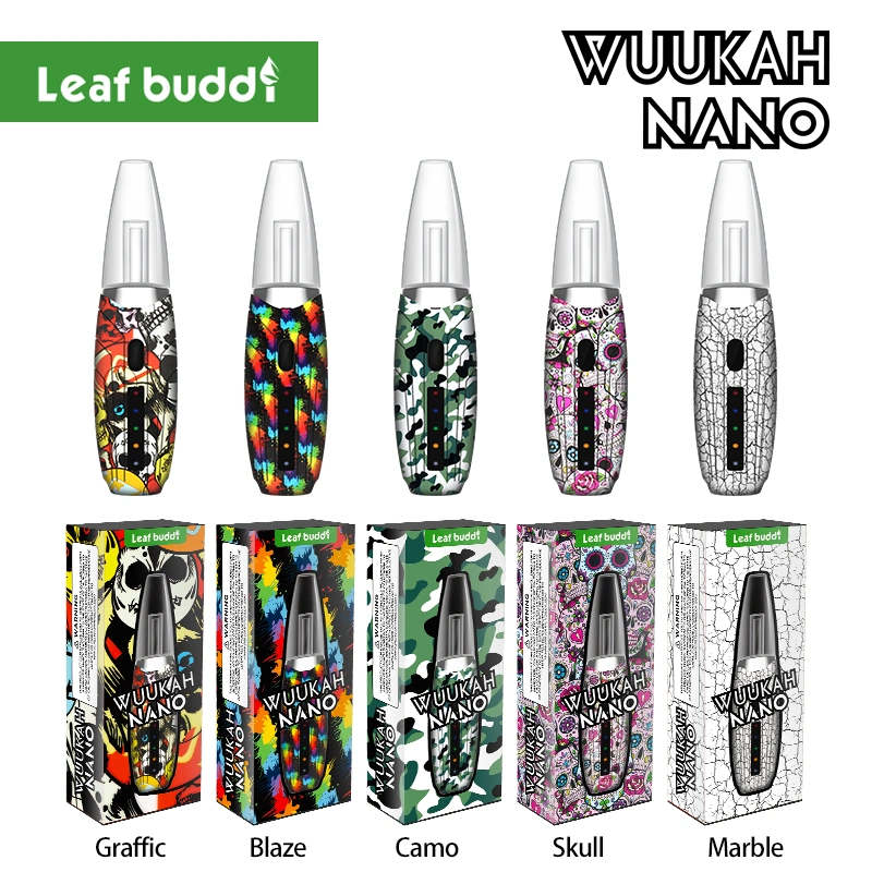 2021 New Leaf Buddi Wuukah Nano بالجملة E Cigarette Shop مسجل ببراءة اختراع قلم Vape E-Rig DAB vaporizer Oval Dry Herb Wax تجهيزات DAB ذات أنابيب لامعة