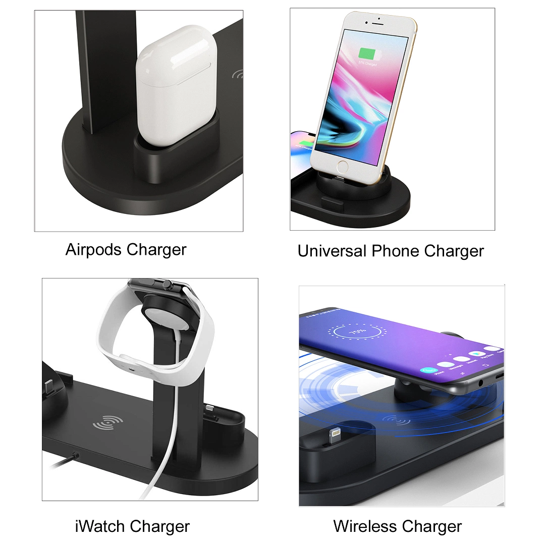 Fast Charger Station for Mobile Phone Apple Watch Air Pods 3 4 in 1 Wireless Charger Stand