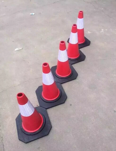 Black Basement PVC Traffic Road Safety Cone with High Intensity Grade Reflective Bands 15+10cm