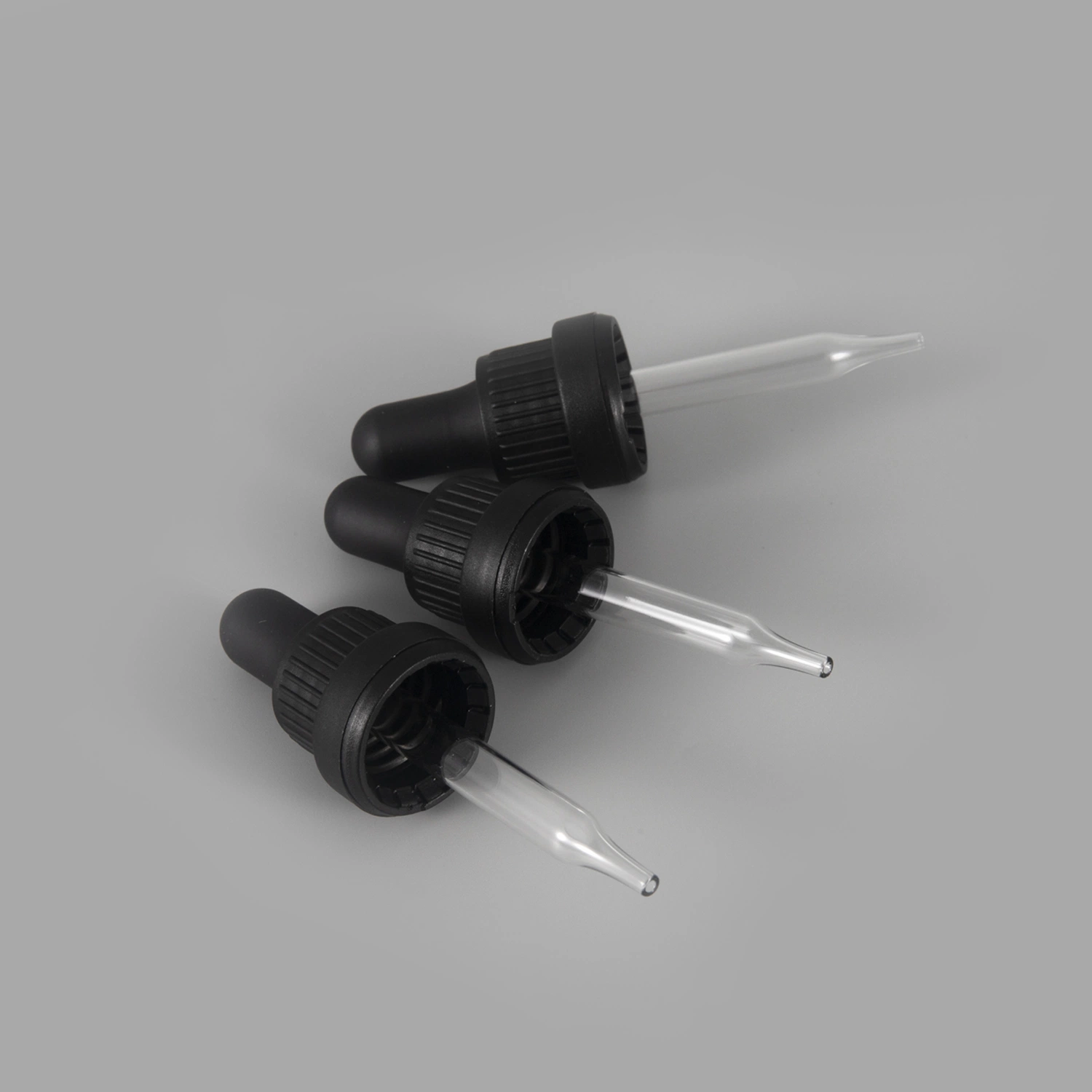 DIN 18/410 DIN 20 / 400 DIN 20 / 410 Glass Dropper Pipette Smooth Aluminium Cap Dropper, Plastic Head Series