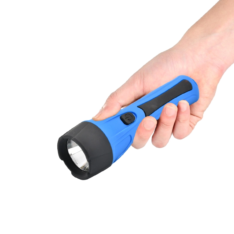 Brightenlux OEM Logo Printing Long Distance Ipx4 Waterproof 2*AA Battery LED ABS Plastic Blue Kids Flashlight Torch Light