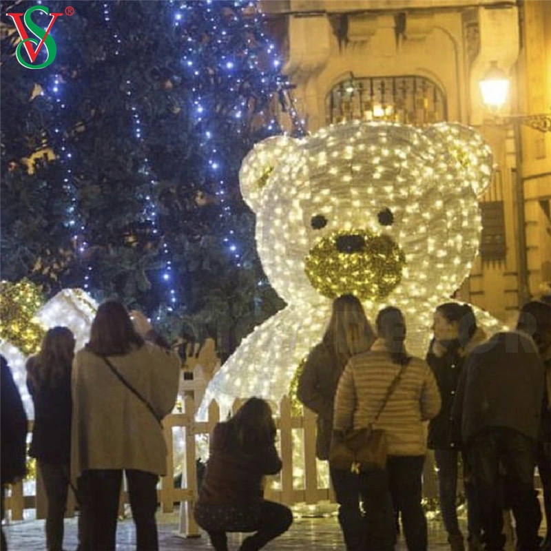 3D Grande Urso de Pelúcia Motivo de Natal Luzes Exibição de Iluminação LED