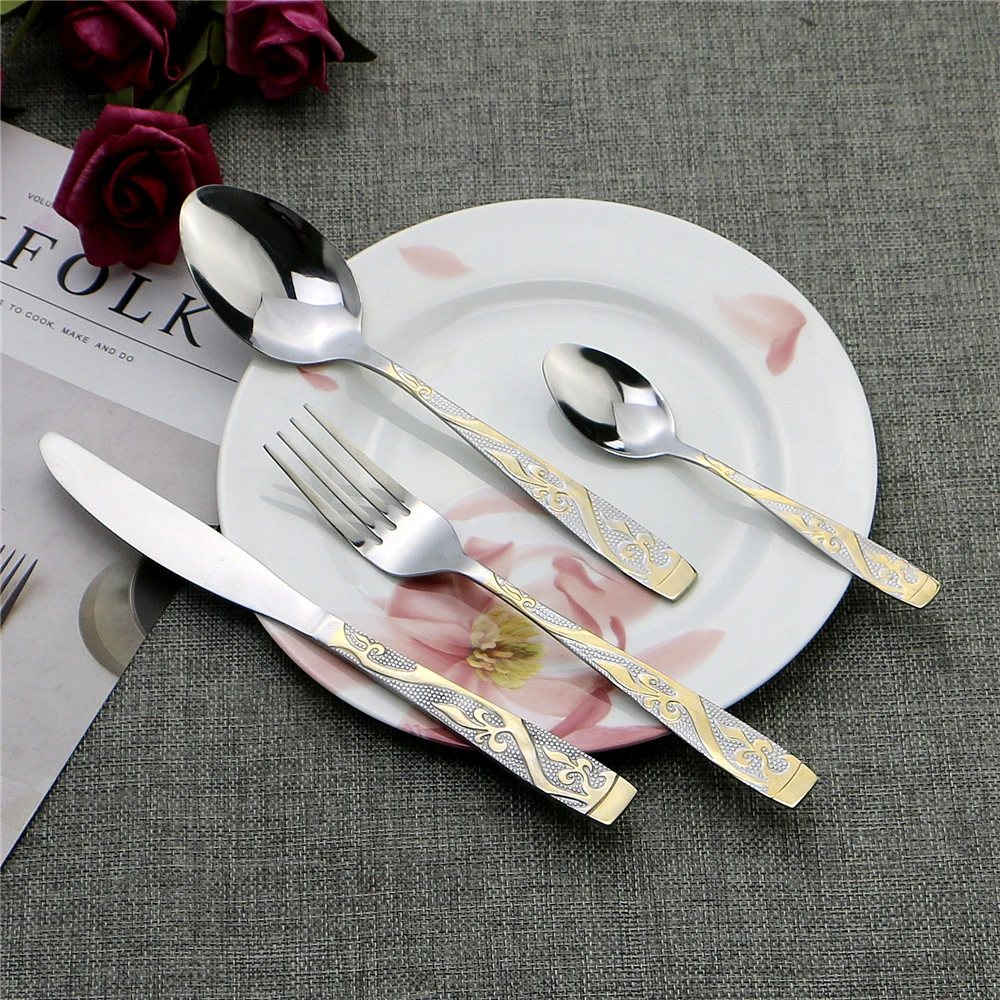 Supply to Yiwu Market Cutlery From Guangdong Province Stainless Steel Gold Flatware Factory