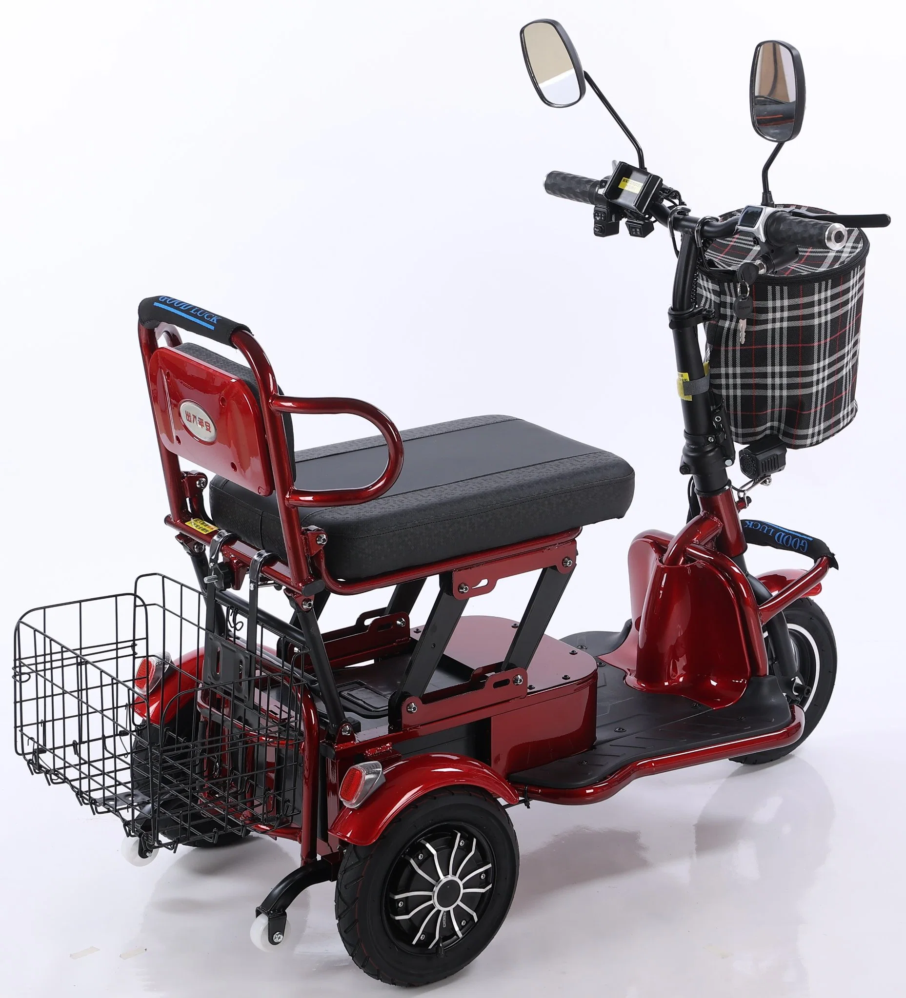 Four Wheel Foldable with Basket Electric Handicap Scooter 350W Motor 12ah Lead Acid Battery