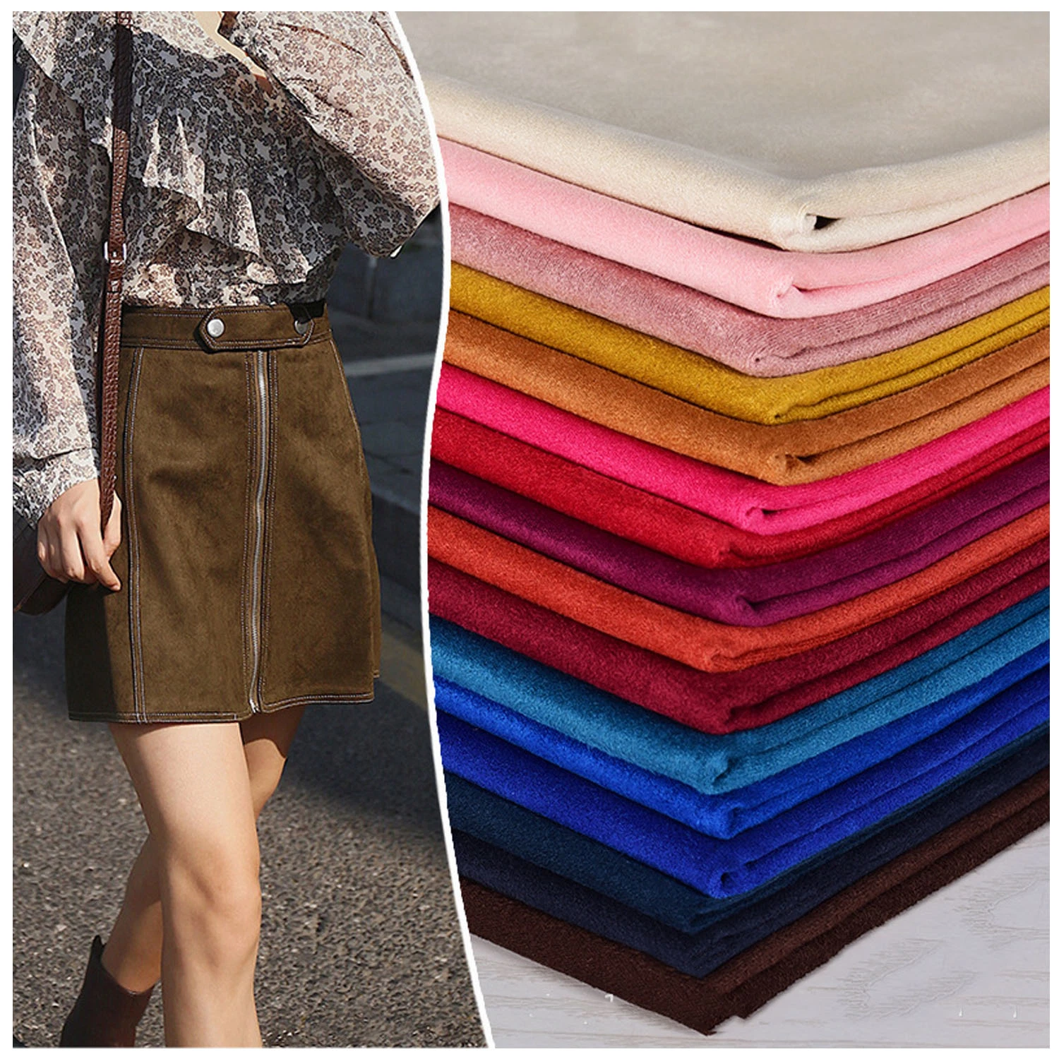 China Suede Fabric 100% Polyester Elastic Warp Knitted Fabric No Solvent Superfiber for Garment Shoes Bag