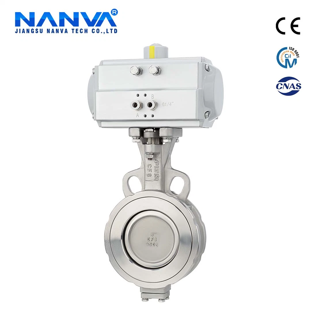 Pneumatic Butterfly Valve High Performance Double Eccentric Clamping Butterfly Valve PTFE Seal