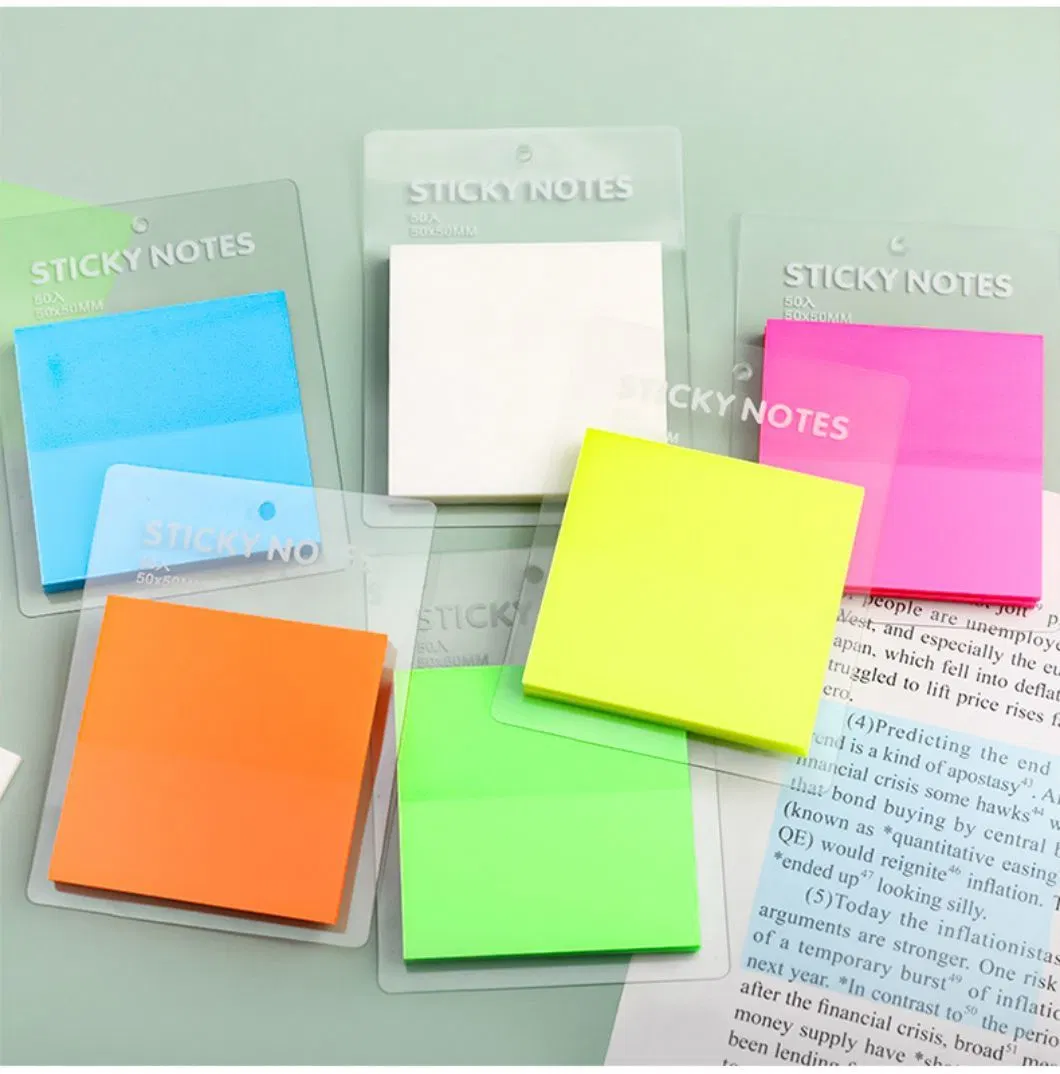 Factory Wholesale/Supplier Transparent Pet Sticky Notes Colorful Sticky Note Pads Clear Self-Stick Notes Self-Adhesive Hot Sale Memo