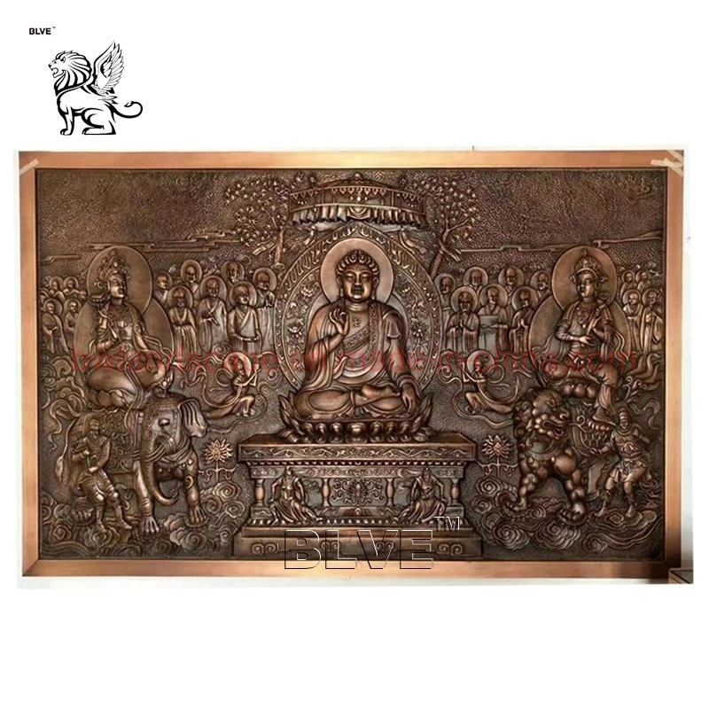 Blve Modern Art Metal 3D Bronze Buddha Statues Wall Relief Sculpture