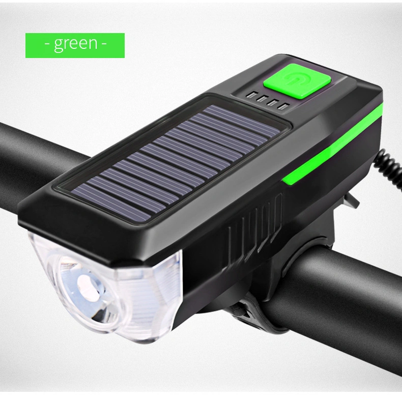 USB قابلة لإعادة الشحن دراجة بقدرة 250 مترًا ذات ضوء أمامي Solar IPX4 Mountain Bike مصباح إطار LED الخاص بركوب الدراجة