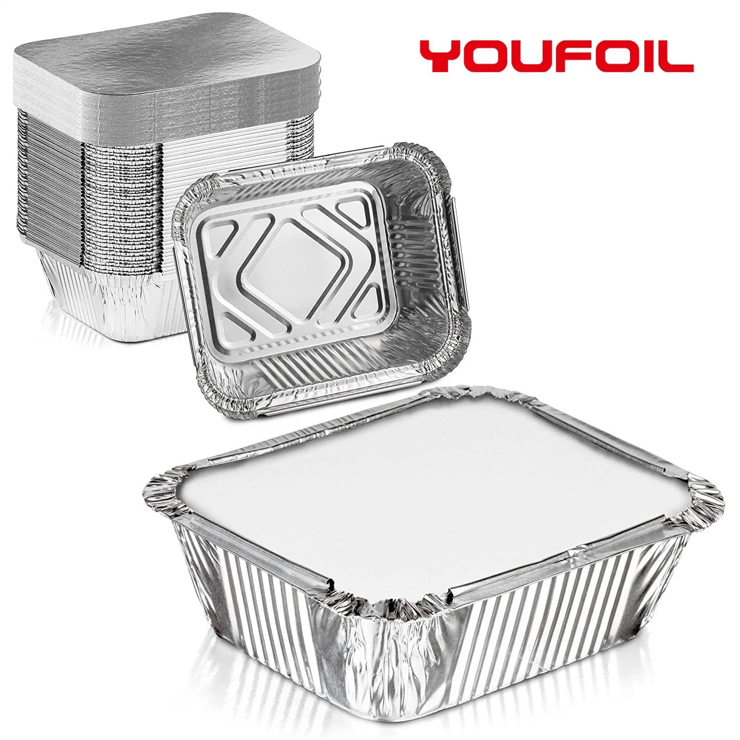 Bandeja de aluminio desechable apta para horno de microondas de 1 lb con tapa