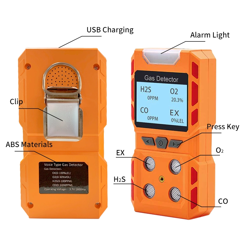 H2s ó2 Ex Co 4 detector de gás portáteis de função para venda