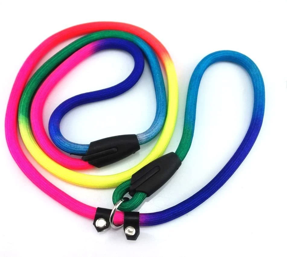 Rainbow Pet Dog Nylon Leash Adjustable Loop Slip Lead Rope