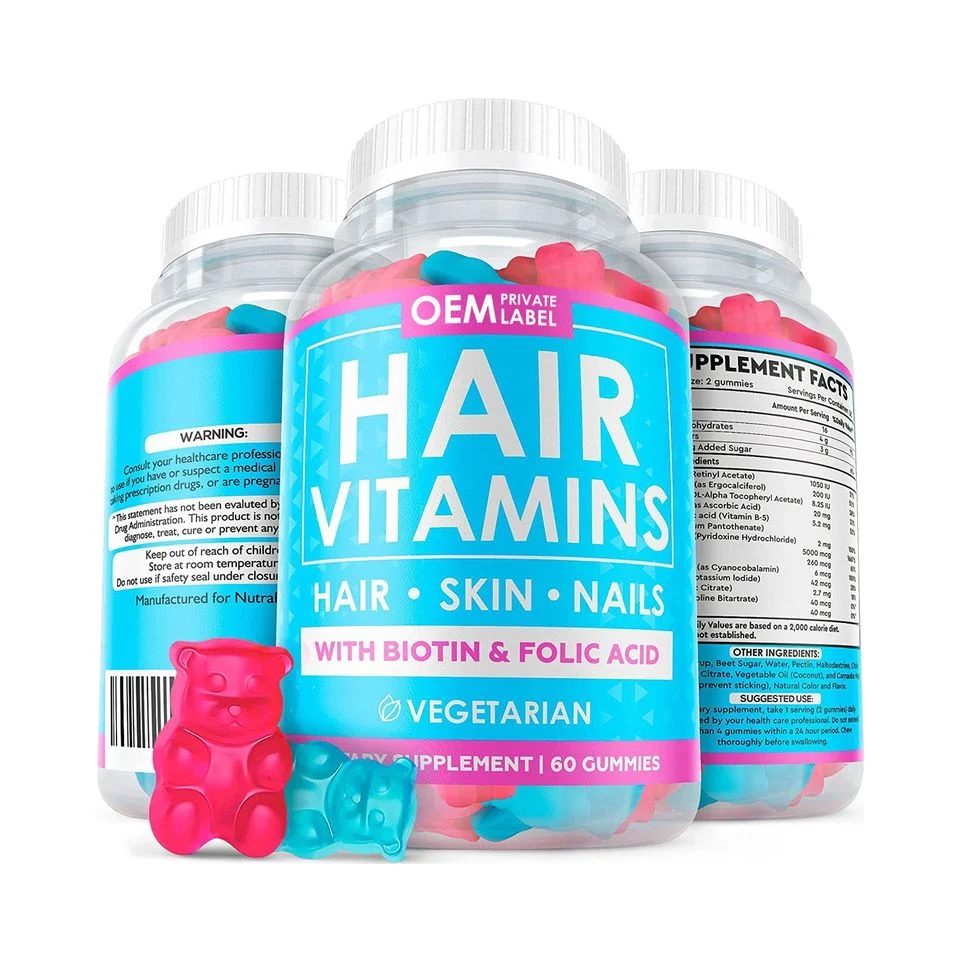 Private Label Gummy vitaminas crescimento do cabelo e cuidados de saúde suplementos para Desenvolvimento da promoção