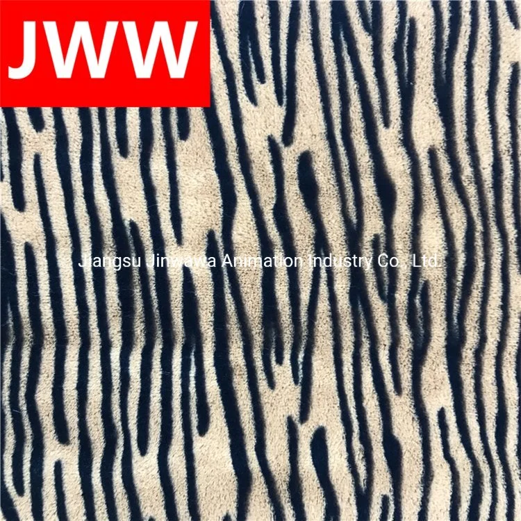 Suave Tigre Undertint Superior cómodo Tejido de felpa de PV de impresión para la ropa juguetes Hometextile chaquetas de piel sintética para damas