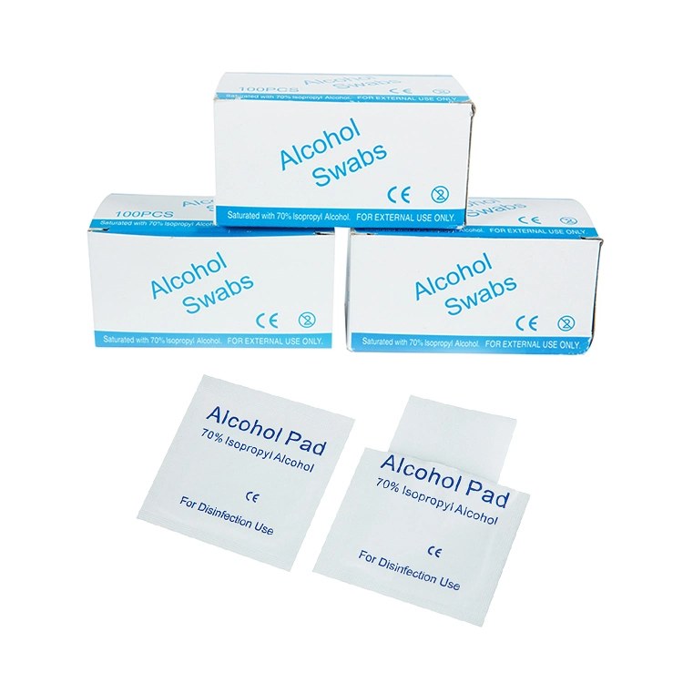 Private Label 5X5 Cm Package Alcohol Prep Pads 75% in Box for Glasses Cleaning