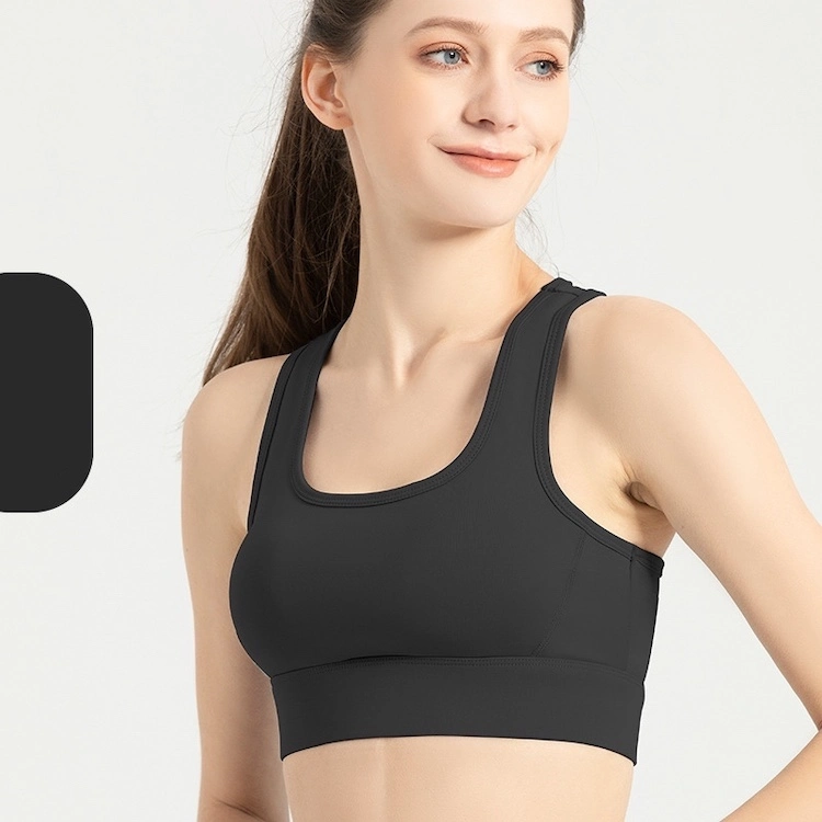 New Hot Feminal Medium Support Adjustable Yoga Sports Bra, Shockproof Gym Running Top Wear with Hook Design Back U Neck Fitness Bra for Women