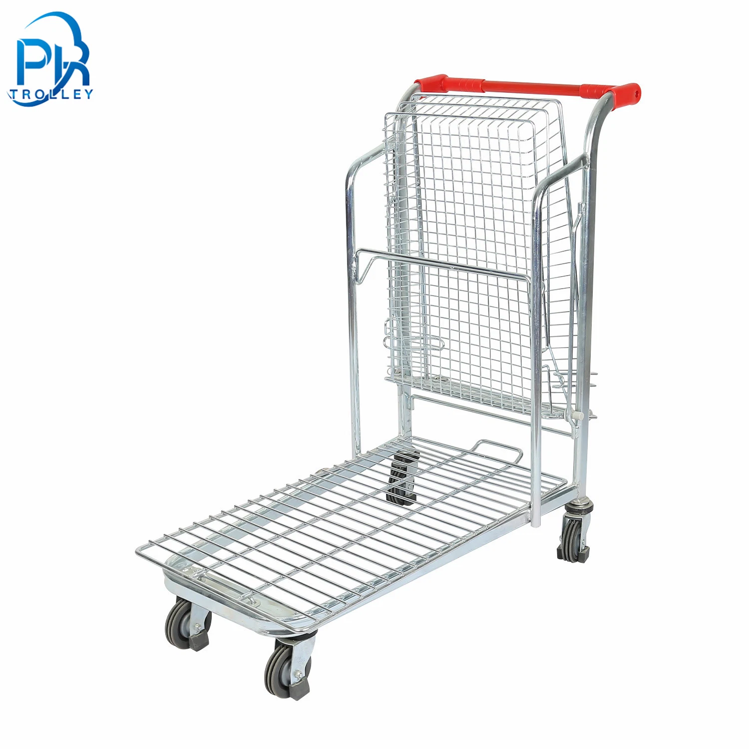 2 Layers Warehouse Wire Logistic Hand Cart Transport Trolley for Loading