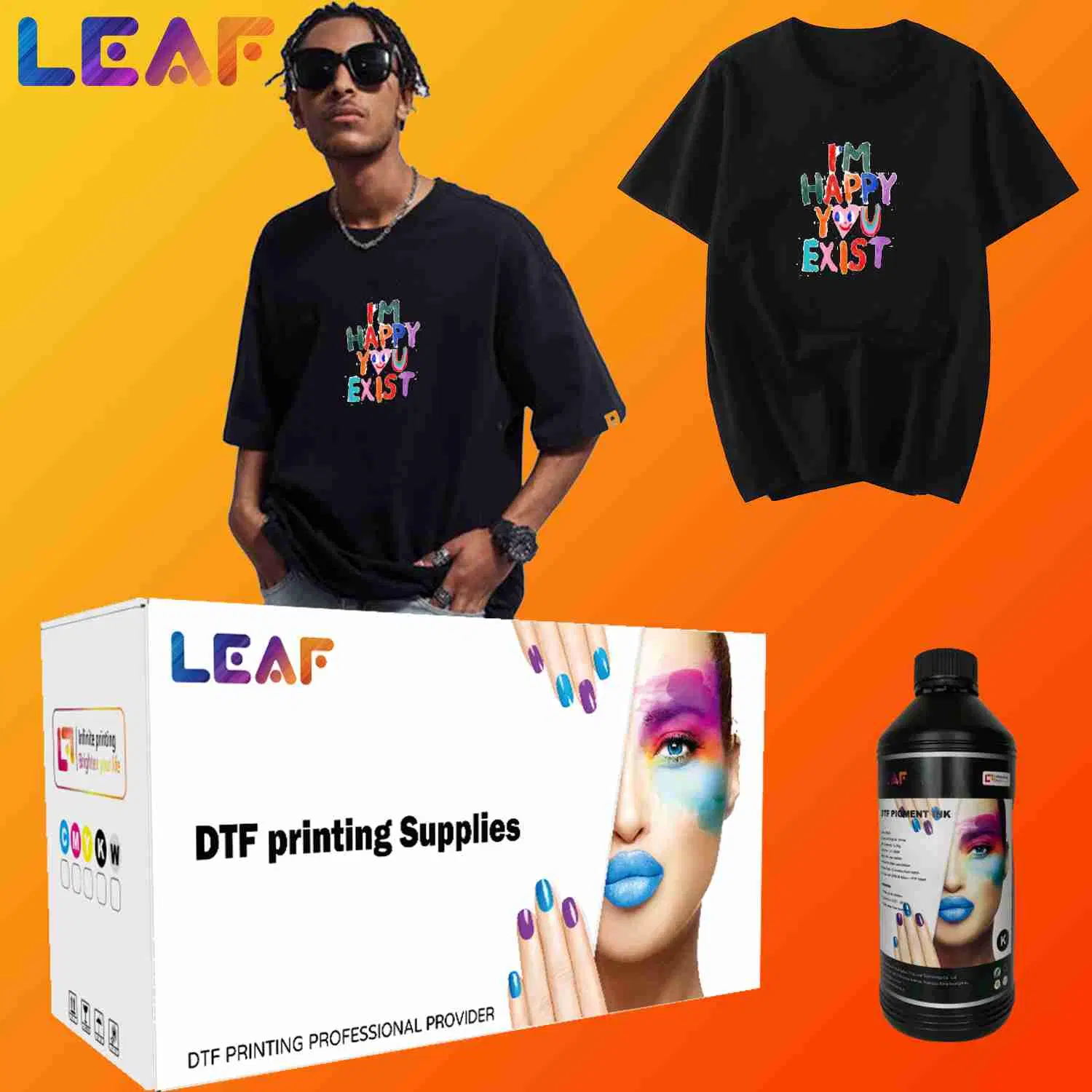 Leaf new CMYK+W Film Ink For DTF Printer inkjet Printing