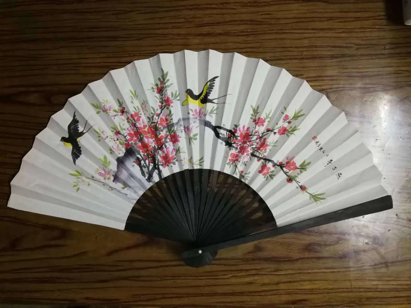 Custom Design Promotion Paper Folding Hand Fan Bamboo Frame Paper Fold Fan