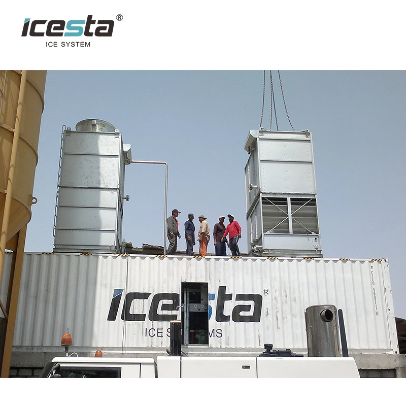 Personalizar 100t de capacidad grandes escamas en contenedores Máquina de hielo para el hormigón El sistema de refrigeración