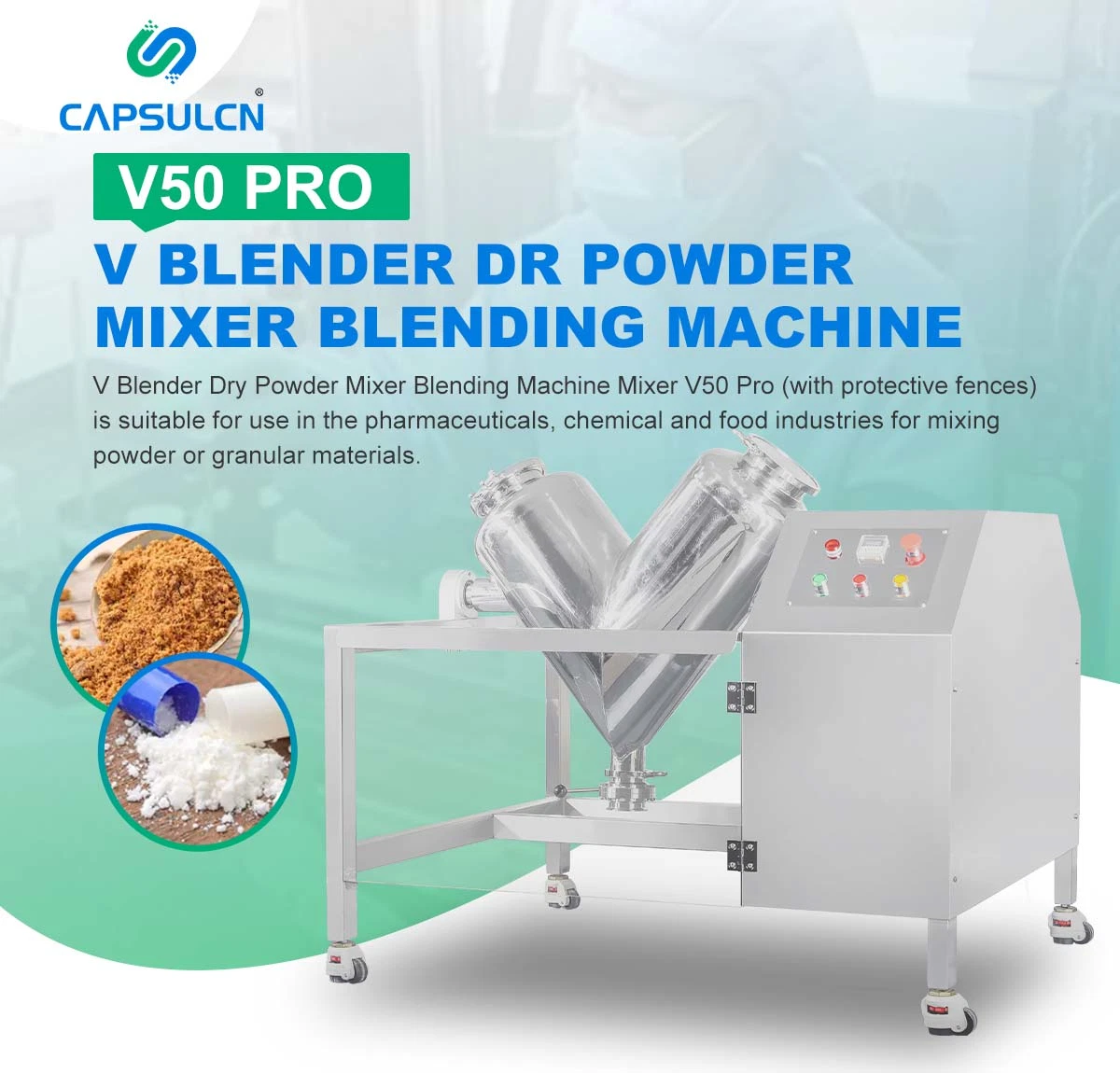 V50 PRO Recent Events Industrial Series V Chemical Small Powder Mixer Machine V Cone Powder Mixer