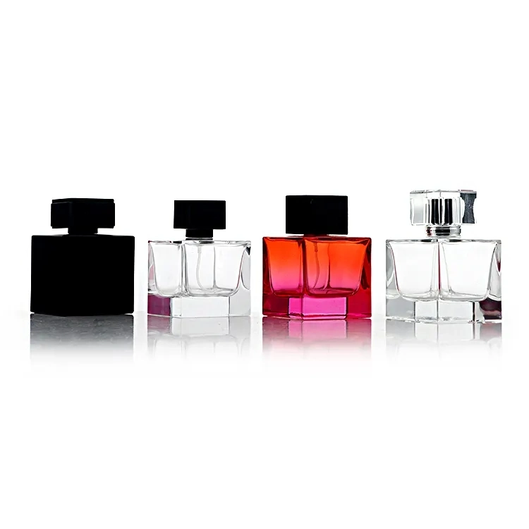 Grossista Luxury 30ml 50ml 100ml vidro de spray de fragrância quadrada personalizado Frasco Natural de cristais Perfume