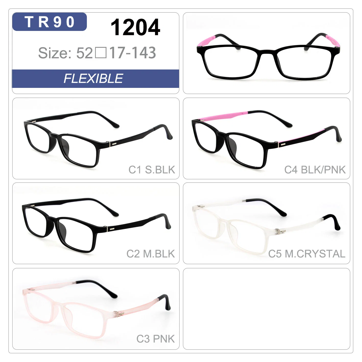 Promotional Cheap Fashion Mens Tr90 Simple Eyeglasses Squared Optical Frames