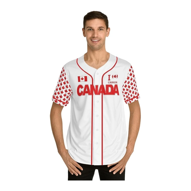 Canadá Baseball Jersey Maple Leaf Bandeira Canadense Sports camisas para homens jovens mulheres