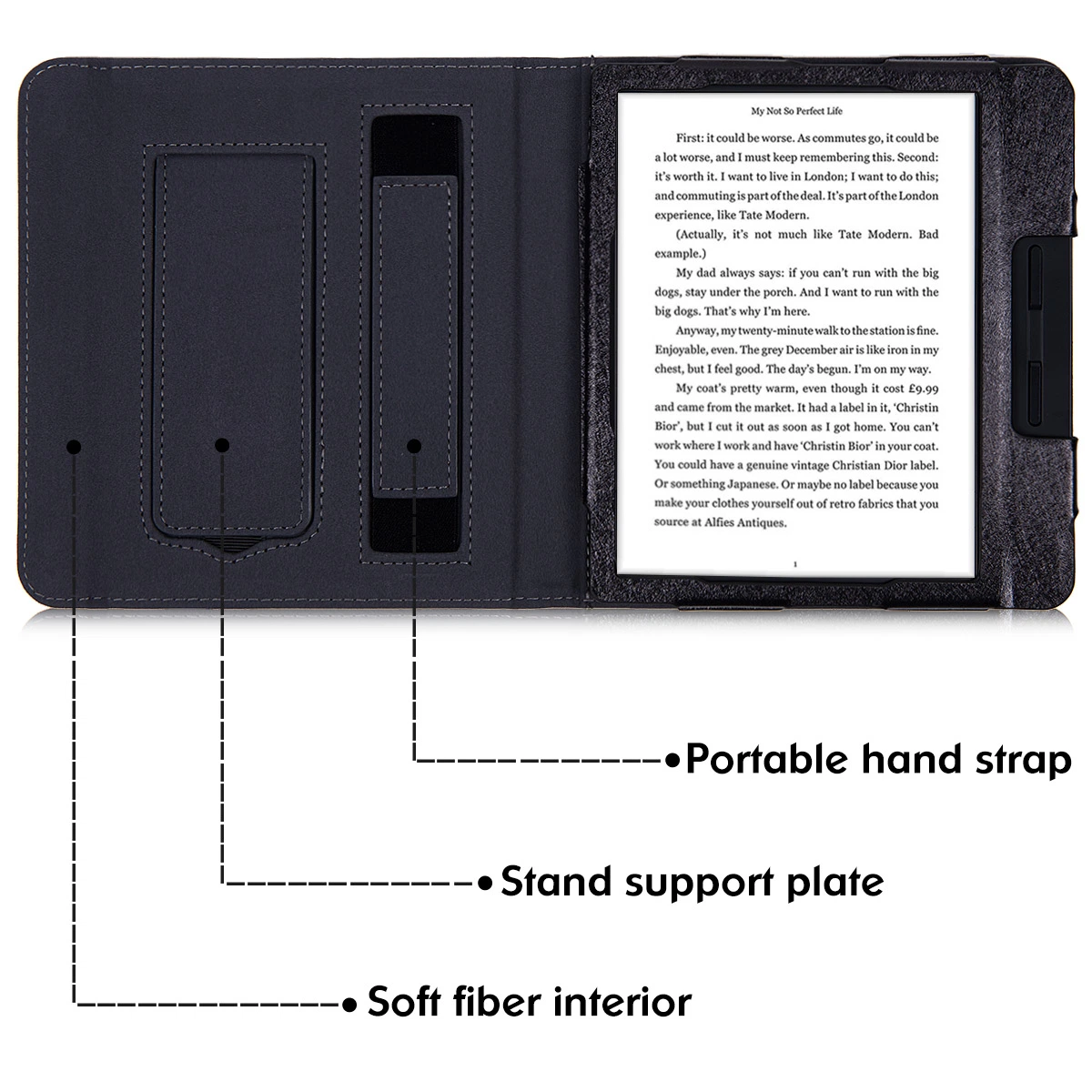 Housse magnétique pour Kobo Libra 7 pouces de H2O 2019 N873 E-books Premium PU coque rigide en cuir