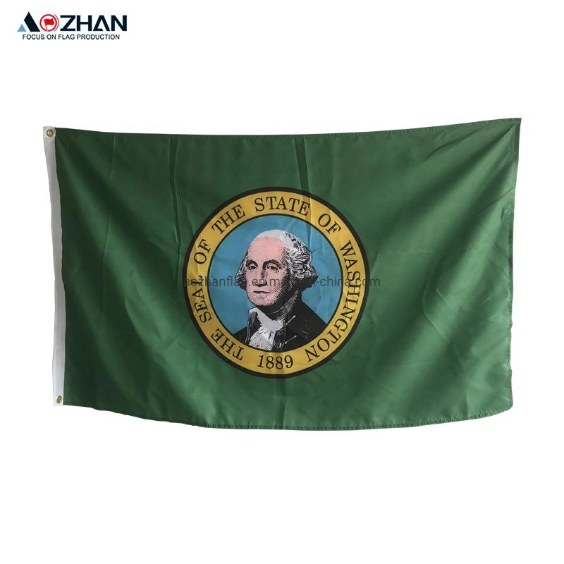 Drapeau de l'État de Washington rembourré en tissu polyester imperméable de 3X5 pieds personnalisé en gros d'usine.