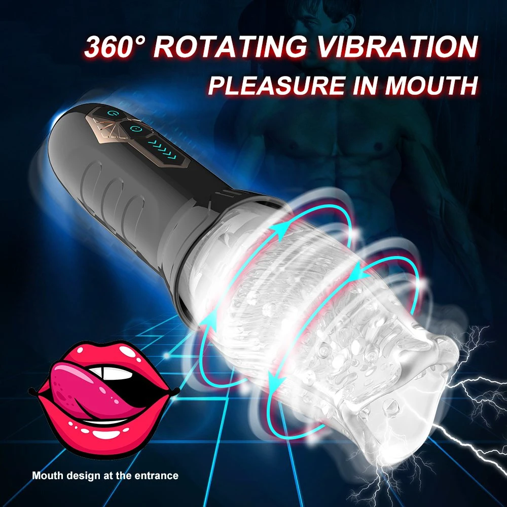 Pistón eléctrico automático rotación Sucker macho Blowjob Masturbador Copa vagina Dildo Real Vibrador oral Juguetes sexuales para hombres máquina