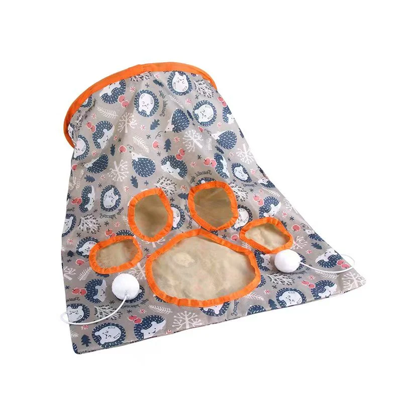 Foldable Pet Play Toy Cat Tunnel Drill Bag with Crinkle Interactive Mouse