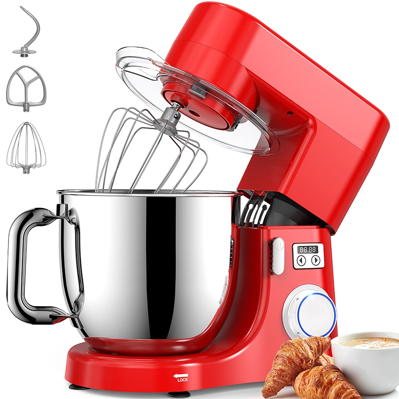 Procesador de alimentos de la batidora amasadora 6 Velocidades Automática de alimentos de la pantalla táctil LED Amasadora profesional Pastel 3 en 1 Stand Mixer