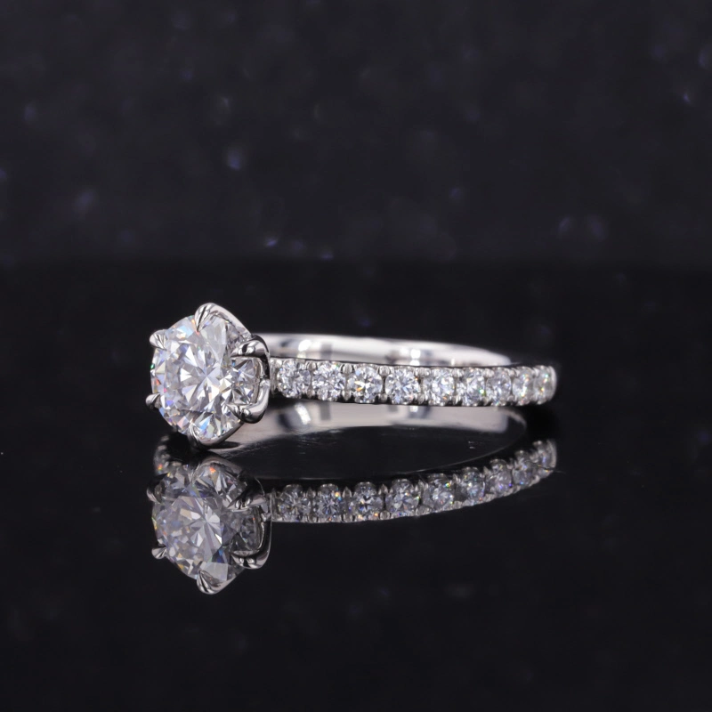 Fine Custom Jewelry PT950 1CT Round Cut Lab Grown Diamond Ring Engagement Ring