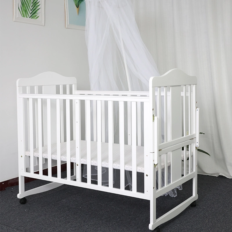 Multifunction Baby Wooden Furniture Crib with Wheels/Baby Cot Cradle Bed