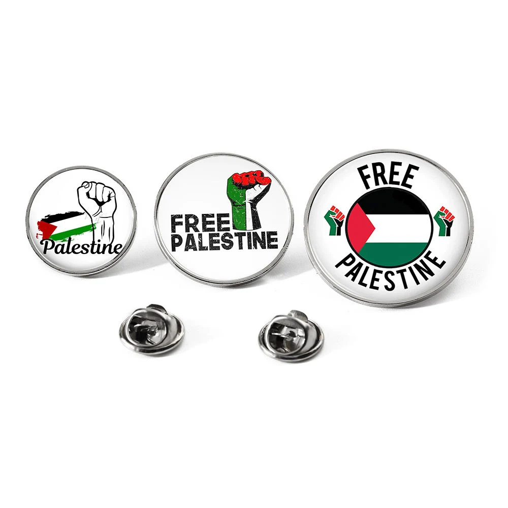 Metal Pins Direct Factory Custom Round Free Palestine Badge Pin Enamel Palestine Flag Enamel Blank Epoxy Lapel Pin