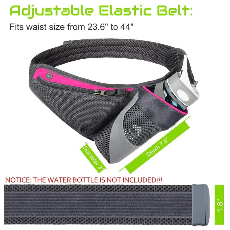 Ceinture de course à pied avec support pour bouteille d'eau Sac banane taille pour hommes femmes