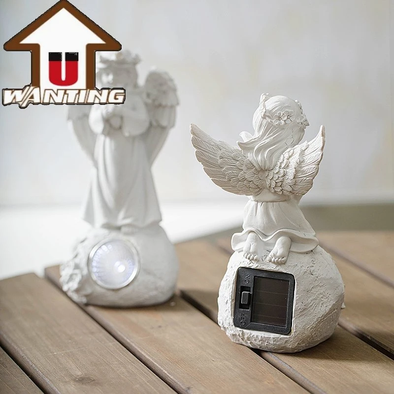 Solar Light Outdoor Decoration White Angel Wedding Garden LED Lighting Home Decor