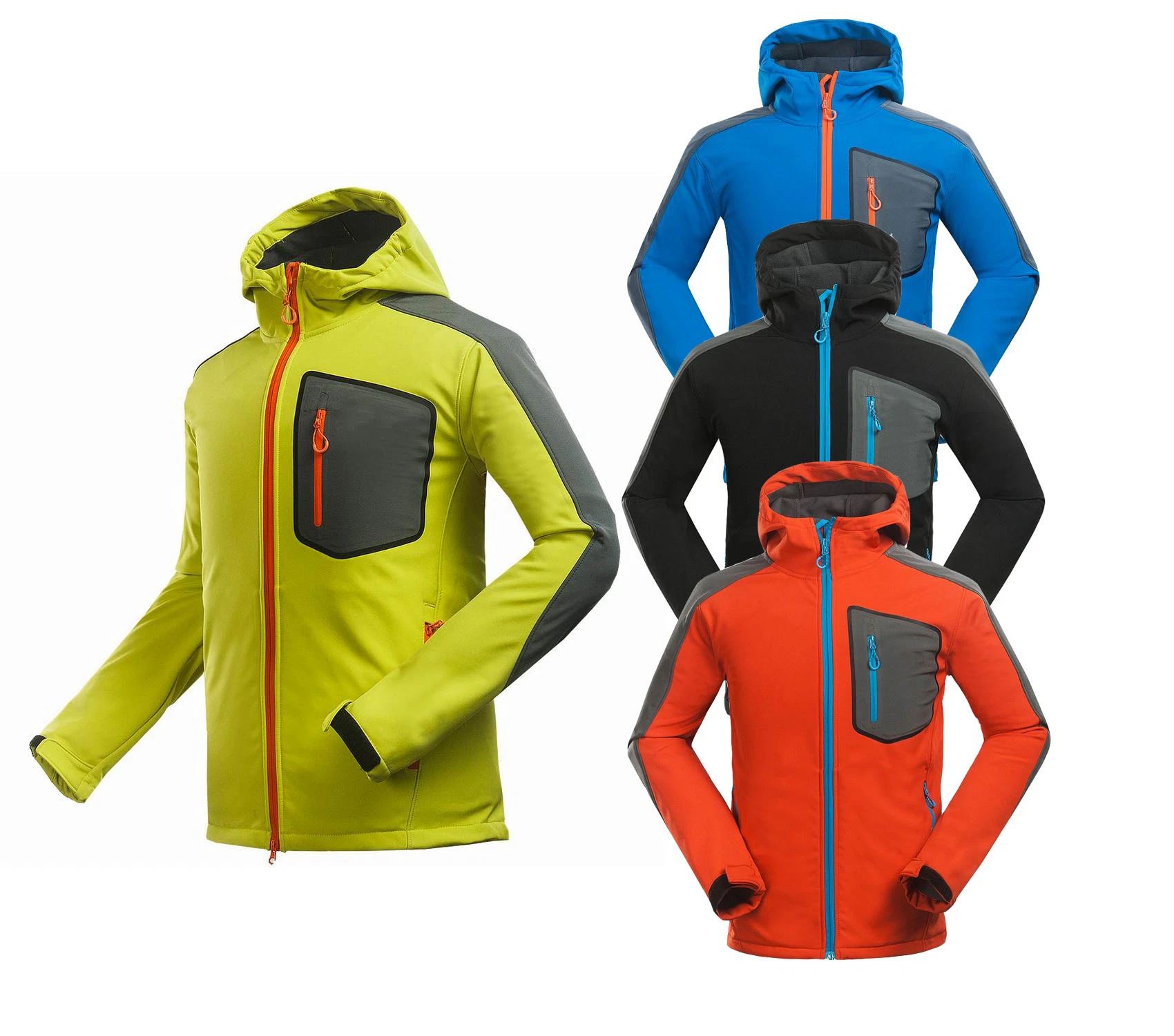 Hombre′ S Hoody colores de contraste Chaqueta de tejido suave forro polar y. Repelente de agua