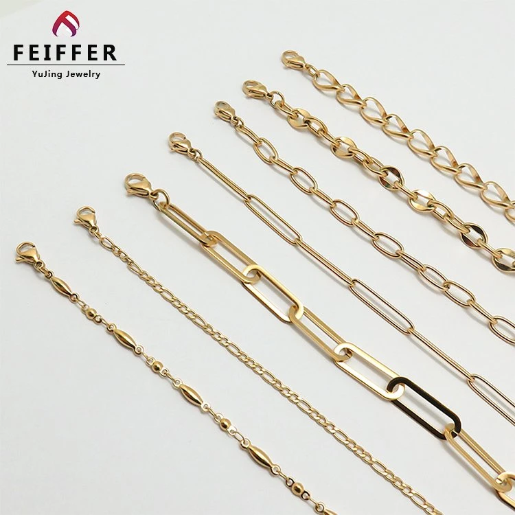 Precio al por mayor Accesorios Pulsera nueva moda de acero inoxidable chapado en oro 18K de la cadena de fantasía pulseras para Unisex