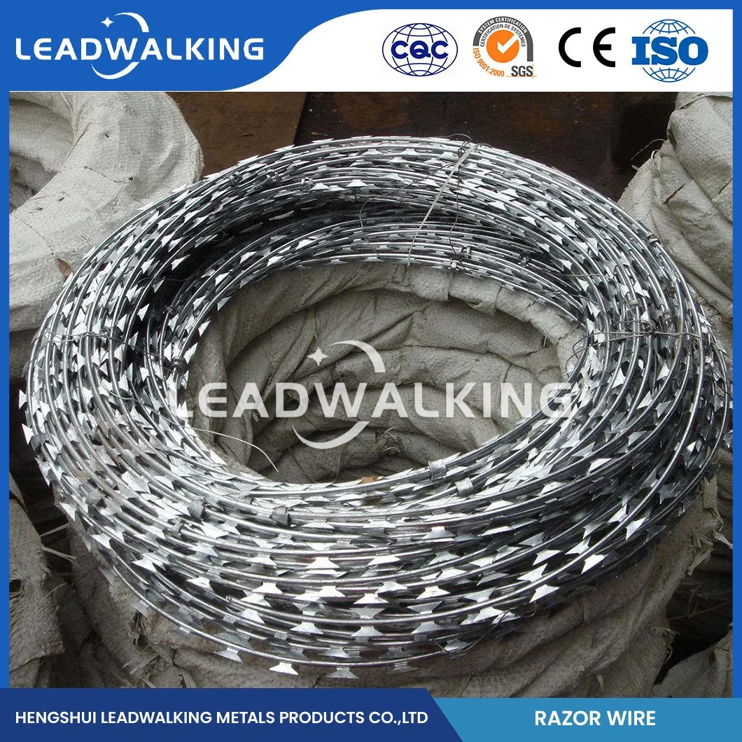 Leadwalking bon marché galvanisé barbelé Razor fil grossiste 20m longueur de rouleau Electric and Razor Wire China 12#X14# SWG Concertina Cross Razor Fil barbelé