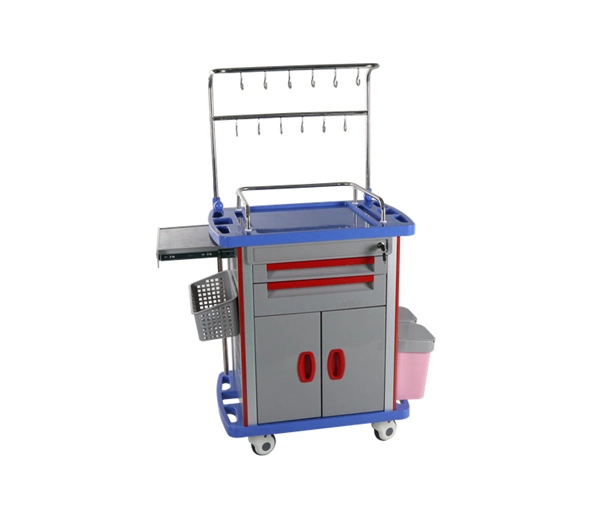 Hot Sale Four Aluminum Columns ABS Medicine Emergency Transfusion Trolley Cart for Hospital