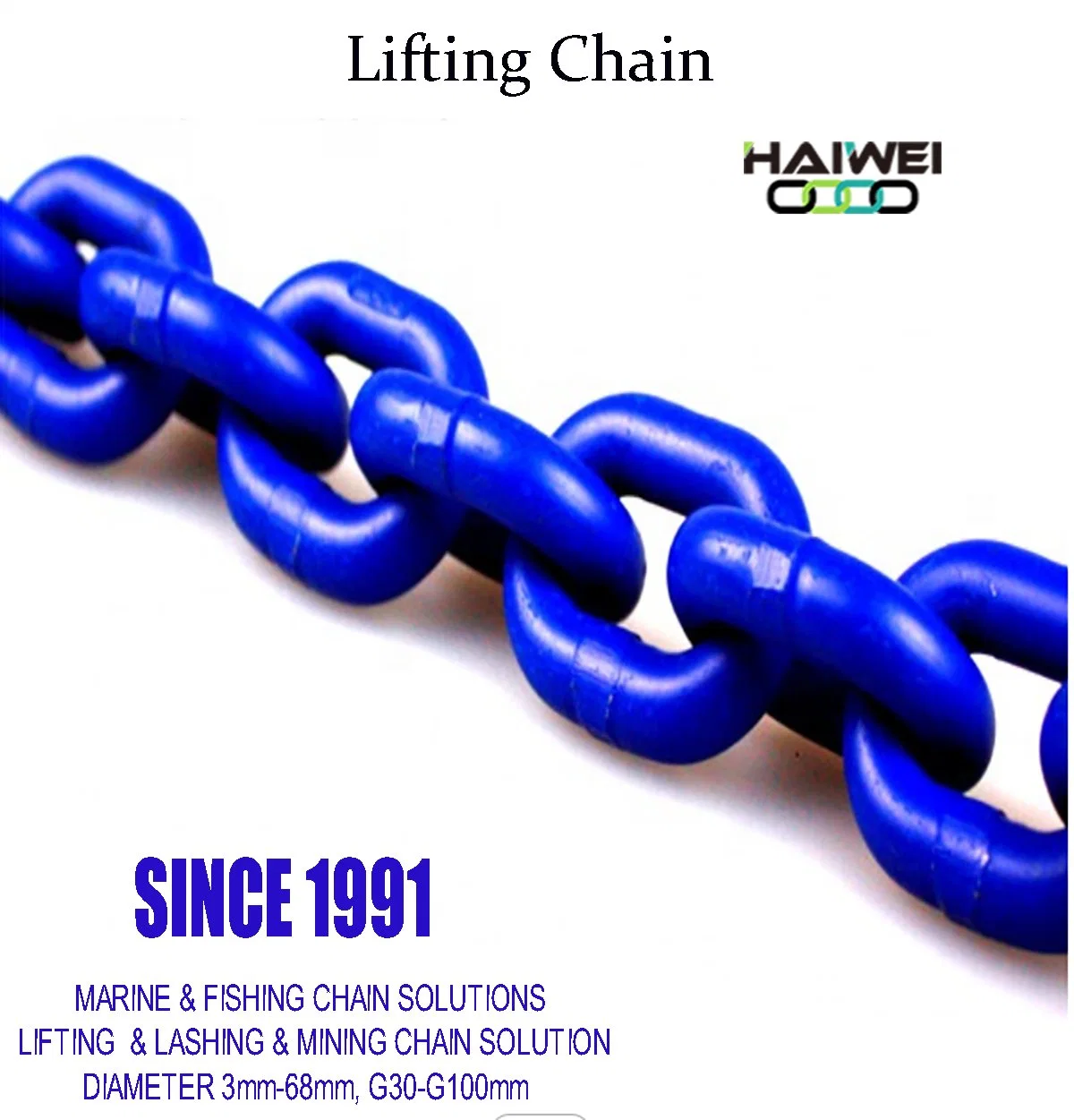 DIN818-2 Standard G30/G43/G80 Q235 20mn2 25mnv Lifting Chain (D5mm-D68mm) 30 Years Chain Factory