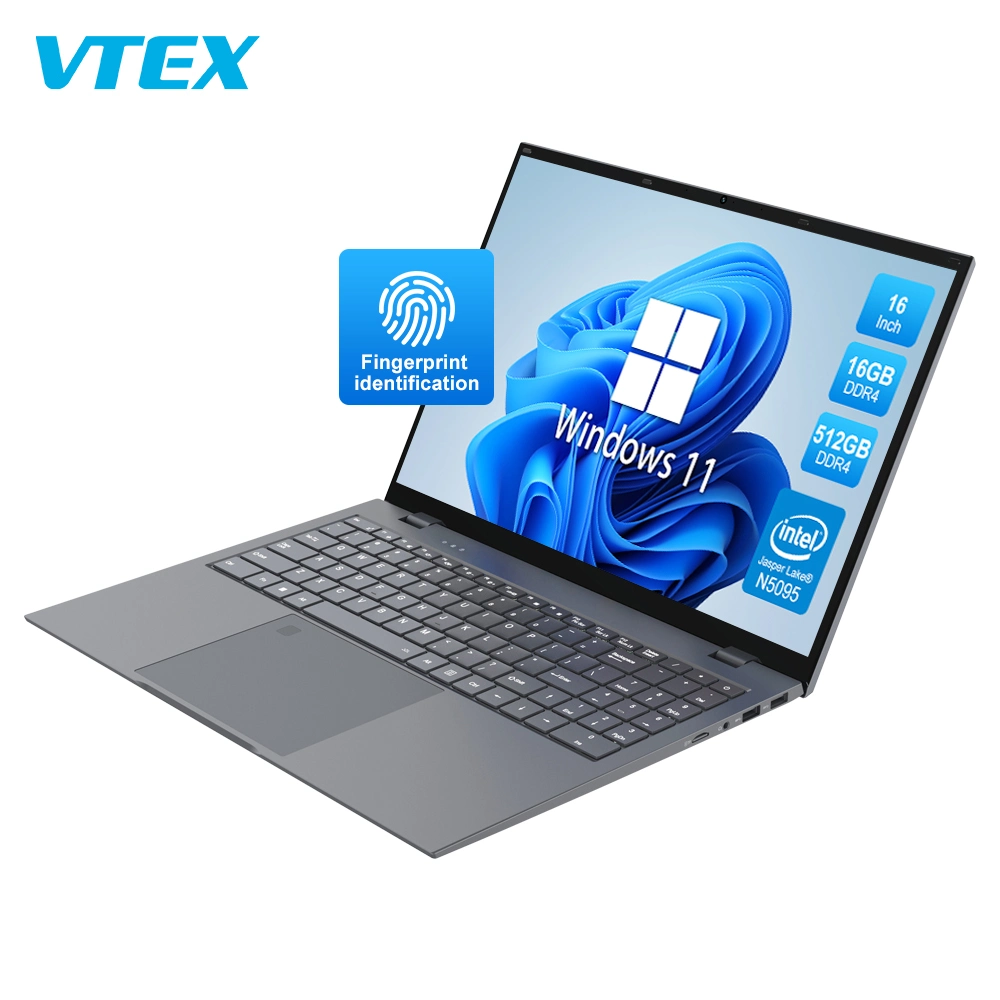 Original Laptop Wholesale Factory 16 Inch Intel N5095 Wins 10 5000mAh Keyboard Notebook Fingerprint Wireless Computer Laptop PC