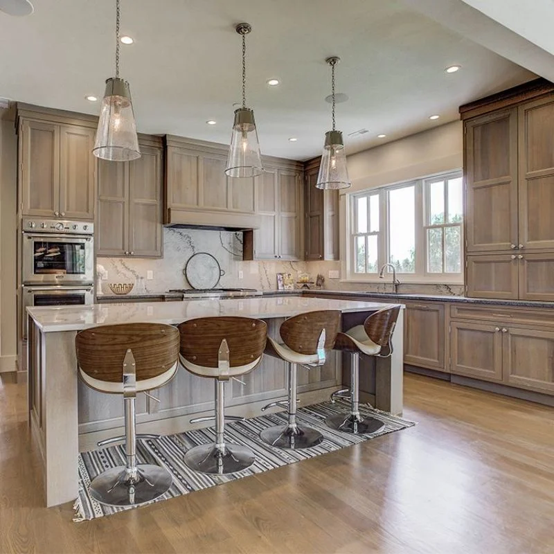 Meubles de cuisine debout en bois massif pour le rangement de cuisine modulaire de luxe.