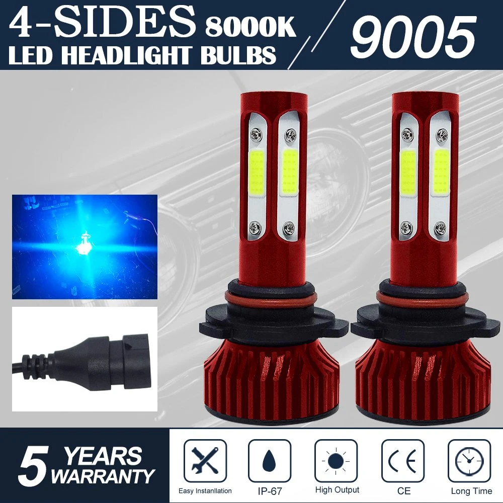 V4 8000lm 12V-24V 6000K H1 H3 H7 H8 H11 H13 9005 9006 LED Lamps Fog Lights Bulbs Red Colour