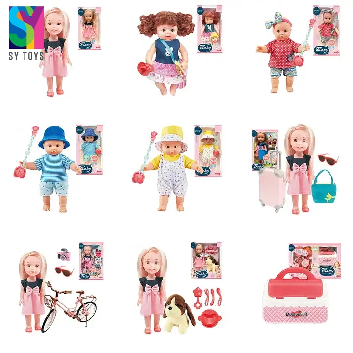 SY Education enfants enfants 12 pouces coton-corps PVC vinyle Doll Avec IC Sound Scene Play Set Toys for Girls Red Habillez le foulard et la sucette