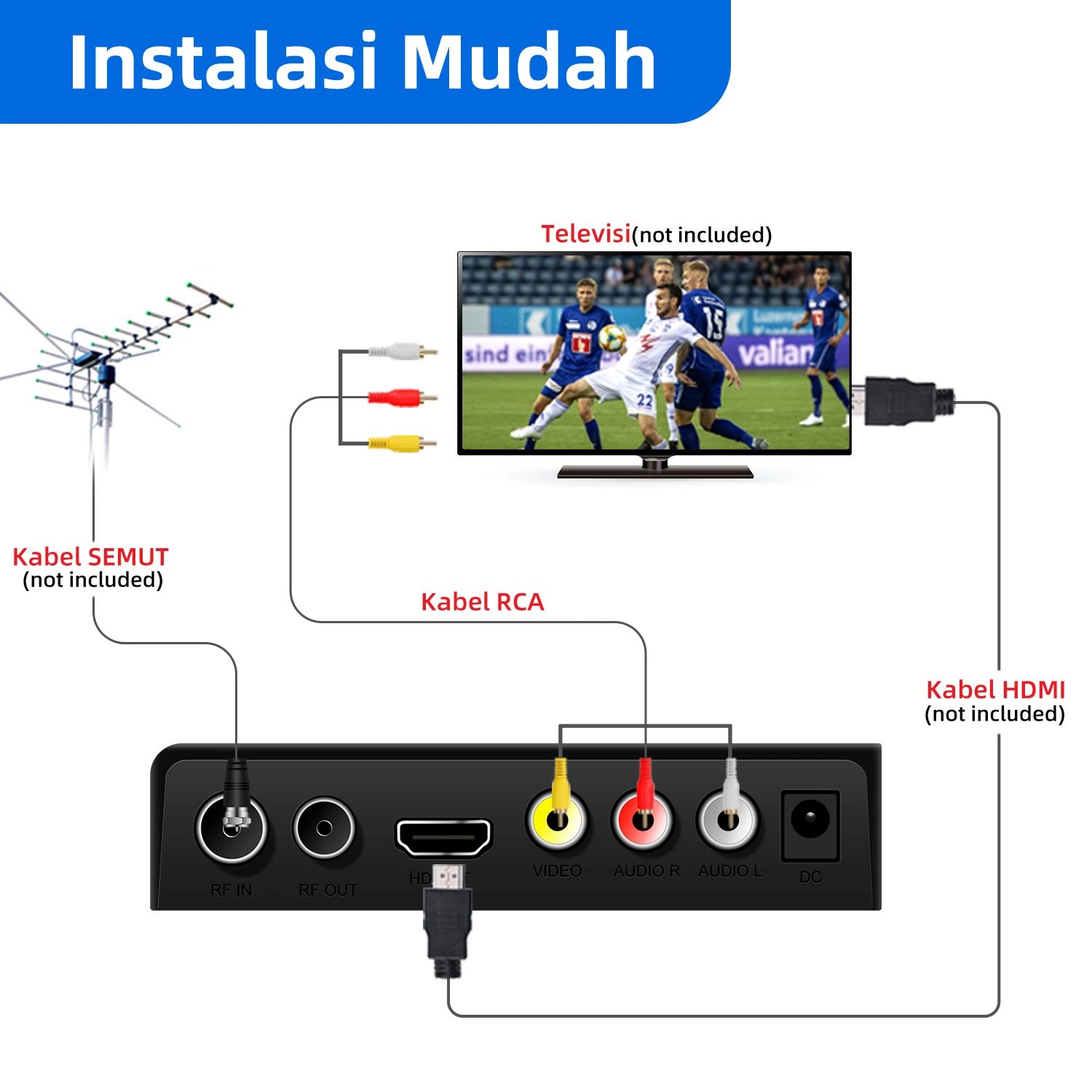 Receptor de TV DVB T2 Full HD compatível com TV MPEG4 MP3 Caixa de TV Digital para a Indonésia