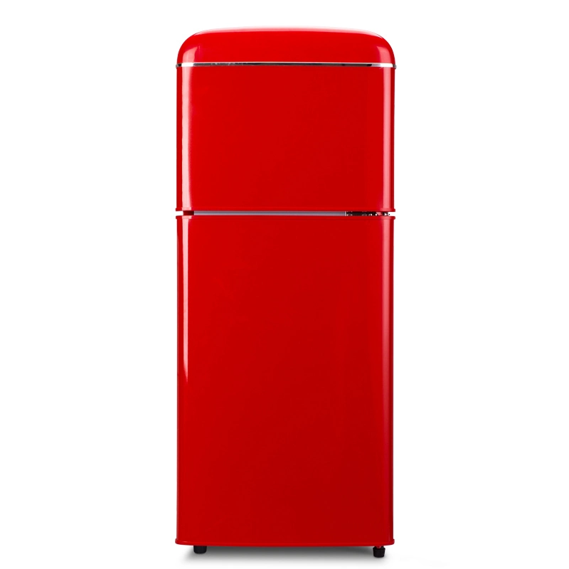 Fareast refrigerador con puerta doble, Retro de color rojo, 2.8 cu. Pies (80L)